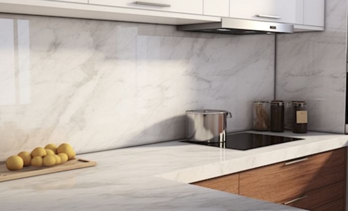 Фартук из мрамора Bianco Carrara (Бьянко Каррара)