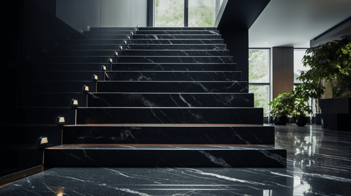 Лестница из мрамора Nero Marquina (Неро Маркина)
